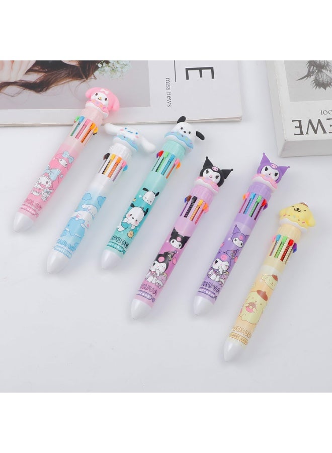 fantasize 6pcs Kitty Cat 10-in-1 Multicolor Ballpoint Pen Cute 10-Color Retractable Ballpoint Pens for Office School Supplies Students Children Gift (Pen-10 in 1 B) (BLUE) - Image 5